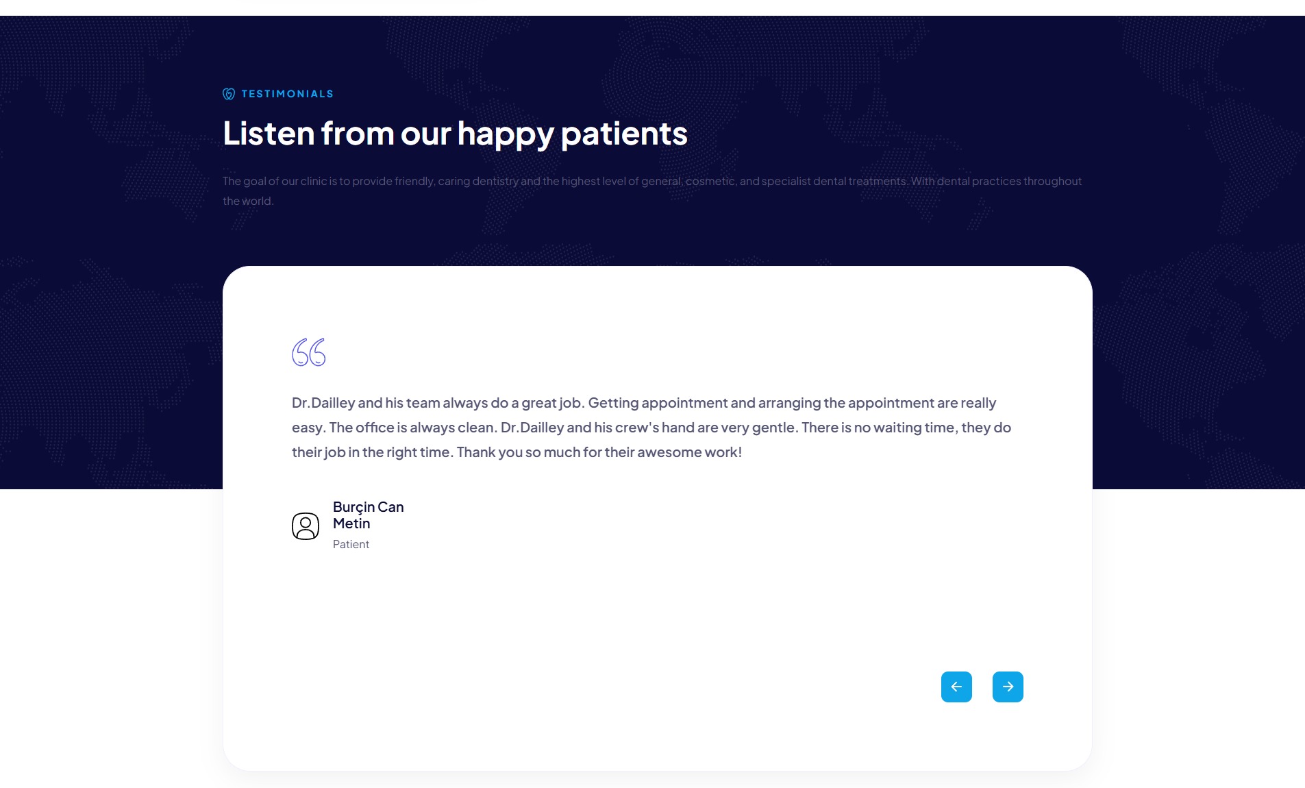 Patient testimonials