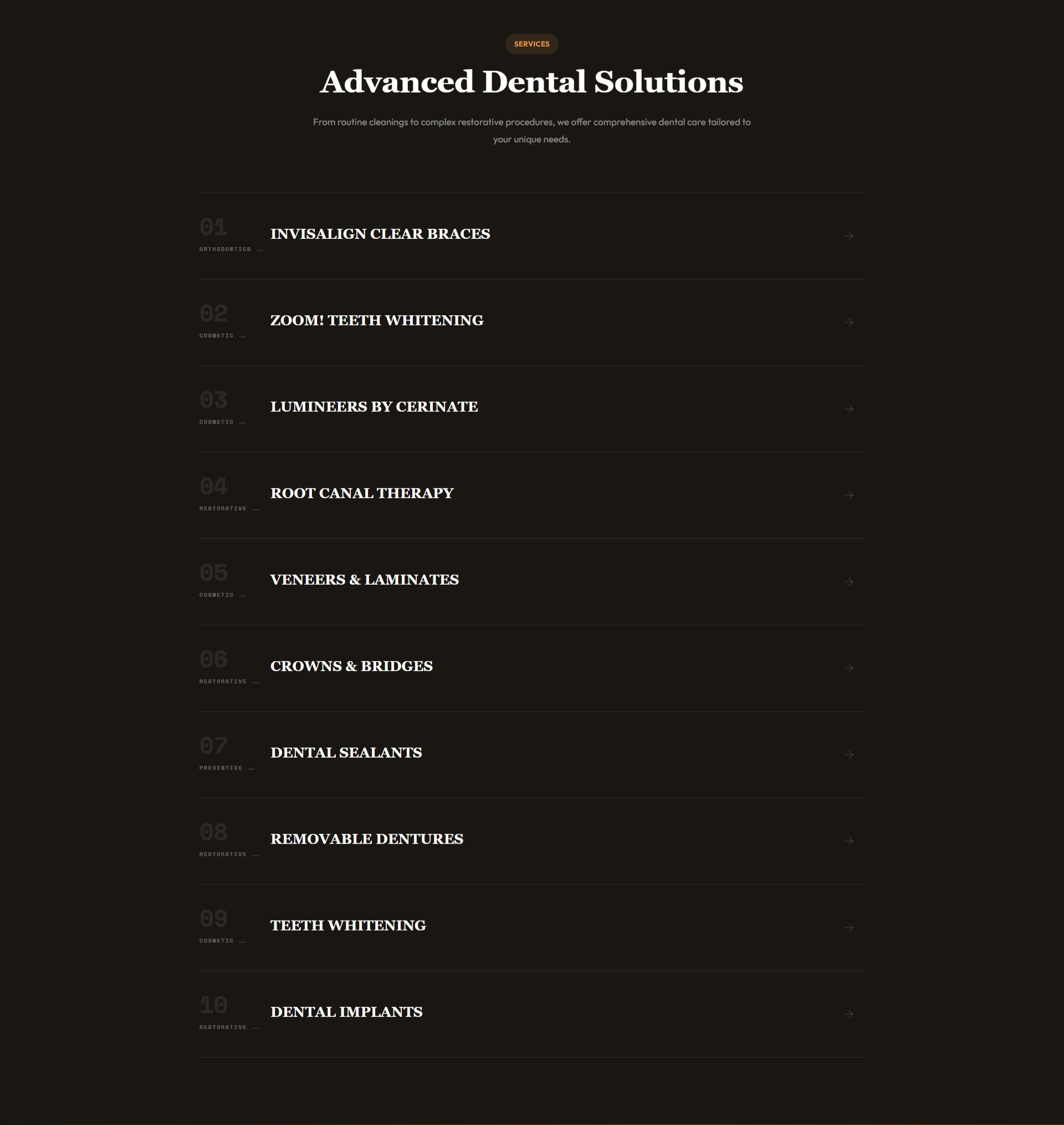 Services — structured around non-branded intent clusters
