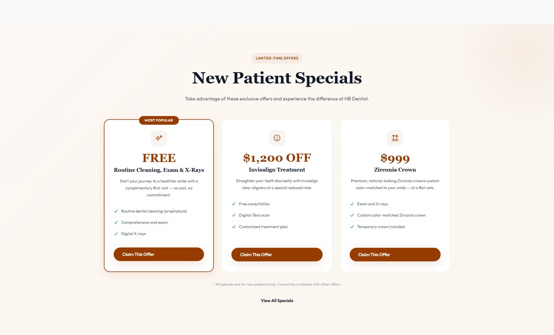 Specials block — conversion-tuned