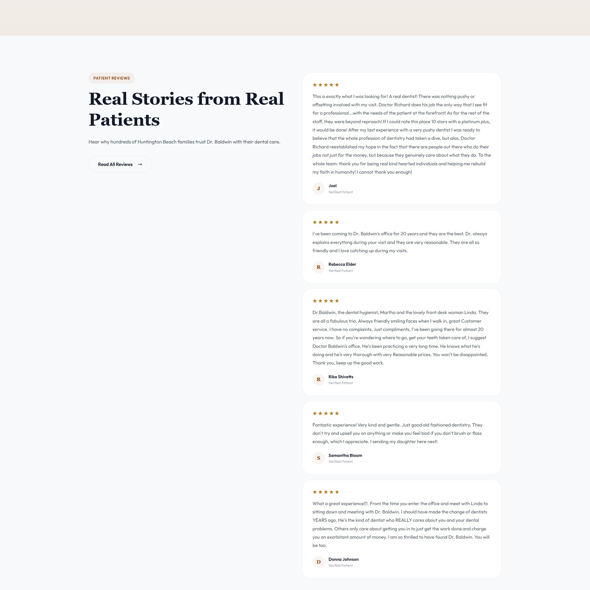 Testimonials ingested from GBP