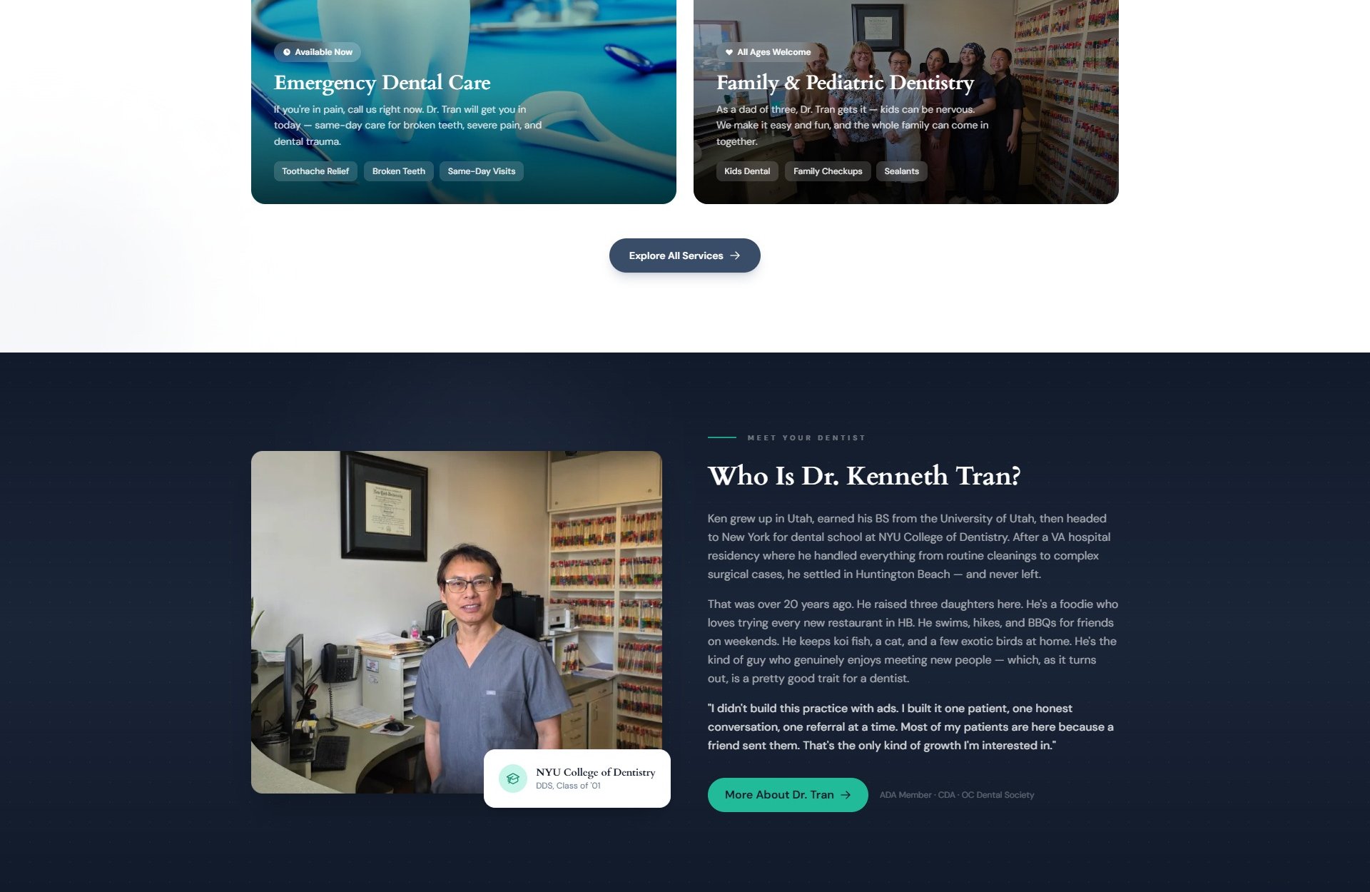 About Dr. Tran — clinician-forward