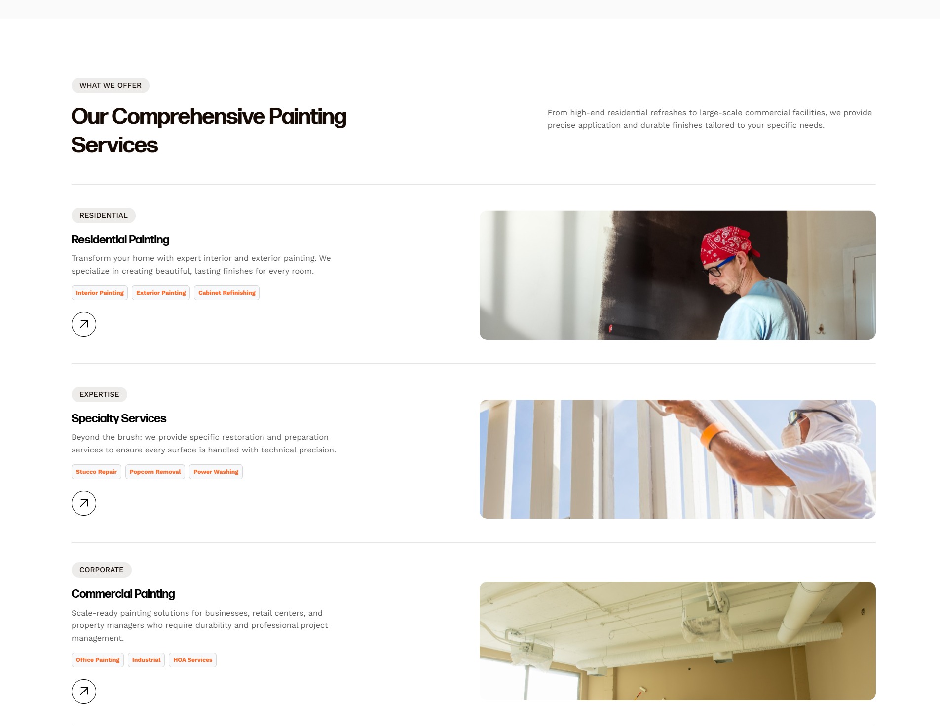Painting services — interior / exterior / commercial